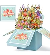 Hierein Pop Up Birthday Cards for Women, Wildflowers & Butterflies Birthday Card Gifts for Her, 3...