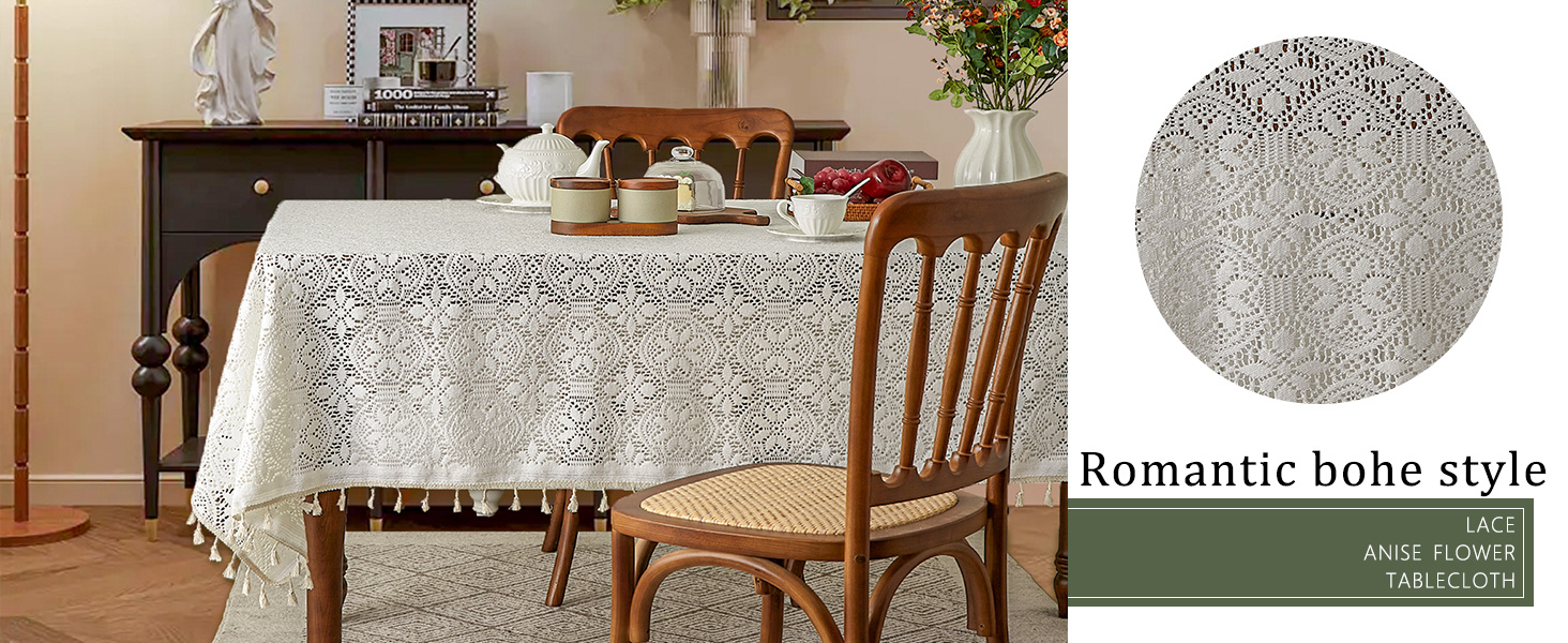Boho Crochet Tablecloth