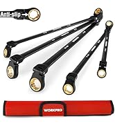 WORKPRO Extra Long Flex-Head Ratcheting Wrench Set, 5-piece Anti-Slip Double Box Wrenches Set, SA...