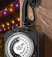 DEWENWILS 24 Hour Mechanical Timer Outlet, 2 Grounded Outlets, 15A 1/2HP | Outdoor, Waterproof, H...