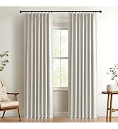 100% Blackout Shield Linen Look Textured Pinch Pleated Curtains Blackout Drapes 84 Inch Long 2 Pa...