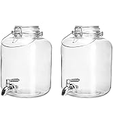 Glass Drink Dispenser for Parties, 1 Gallon Glass Water Dispenser with Stainless Steel Spigot and...
