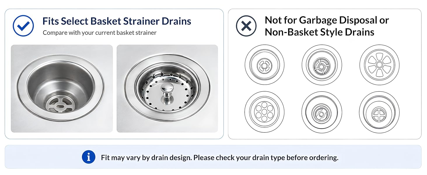 Kingrol 4 Pack Kitchen Sink Strainers with Rubber Stoppers Stainless Steel Drain Basket Replacement