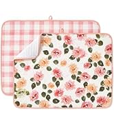 FRESHMINT Printed Dish Drying Mats for Kitchen Counter 2 Pack Absorbent Reversible Drying Mats Mi...