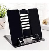 MSDADA Desk Book Stand Metal Reading Rest Book Holder Adjustable Cookbook Documents Holder Portab...