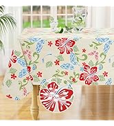 misaya Rectangle Waterproof Vinyl Table Cloth, Wipeable Tablecloth with Flannel Backing, Plastic ...
