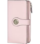 Travelambo Womens RFID Blocking Large Capacity Luxury Waxed Genuine Leather Clutch Wallet Multi C...