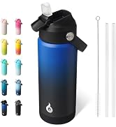 BJPKPK Insulated Water Bottle with Straw Lid, 18oz Thermo Water Bottles, Flex Handle & Non-slip B...