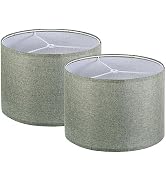 PATIKIL Drum Lamp Shades Set of 2, 13"x13"x9" Linen Round Lamp Shade for Table Lamps Easy Assembl...