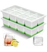 VEHHE Ice Cube Trays for Freezer with Lid, 2 Pack Stackable Large Ice Cube Molds, Easy Release BP...