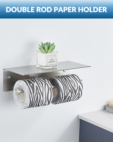 DOUBLE TOILET PAPER HOLDER WITH SHELF