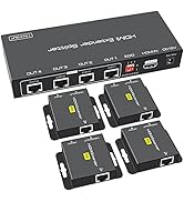 VPFET HDMI Extender Splitter Up to 165ft 1 in 4 Out Over Cat5e or 6 or 7 Repeater Balun Ethernet ...