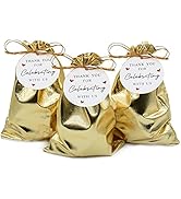 BEAVOING Pack of 100 4"x 6" Heavy Duty Gold Drawstring Organza Jewelry Pouches Wedding Party Chri...