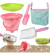 FHOZGECY Beach Toys, Sand Toys with Collapsible Bucket, Sand Sifter, Beach Mesh Shovel, Shark Too...