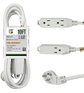 EP Low Profile 10 Ft Flat Plug Extension Cord - 16 AWG 3 Prong Grounded Cable with 3 Outlets, Per...