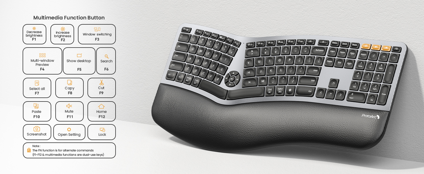 Backlit Wireless Ergonomic Keyboard
