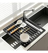 Volminex Foldable Over Sink Dish Drying Rack, Extra Wide & Thick Rust-Proof Aluminum Sink Cover f...
