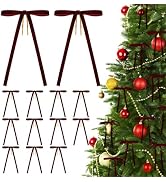 KINGLAKE Vintage Velvet Christmas Bows – 24pcs 5×7'' Burgundy Velvet Bows for Christmas Tree Holi...