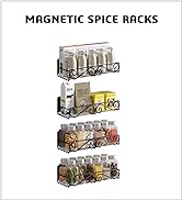 Thipoten Magnetic Spice Rack for Refrigerator, 4 Pack Strong Magnetic Shelf for Spices, Jars, Bot...