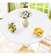 Moosfor Spandex Round Tablecloth, Fitted Table Cloth for 45"-56" Tables | Elastic Outdoor Picnic ...