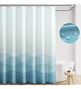 jinchan Ombre Light Blue Ocean Wave Shower Curtain Waterproof Fabric Shower Curtains for Bathroom...