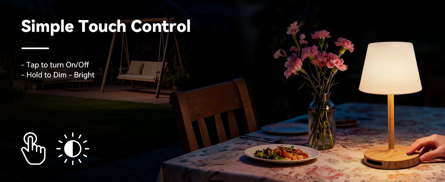 Simple Touch Control Tap to turn On/Off Hold to Dim - Bright