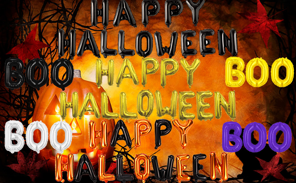 happy halloween letter balloons