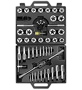 PTSTEL 45 PCS Tap and Die Set for Cutting External and Internal Threads, Essential Threading Tap ...