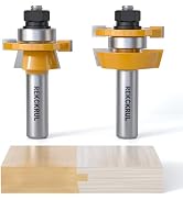 REKCKRUL 2PCS Bevel Shaker Rail and Stile Router Bit Set, 1/2 Inch Carbide-Tipped Cabinet Door Ro...