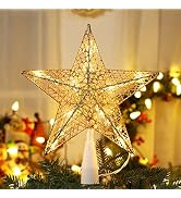 BrizLabs Christmas Tree Topper Lights, 9“ Plug in Christmas Star Treetop Lights, UL Certified 10 ...