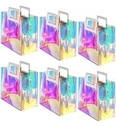 VUOJUR 6pcs Holographic Small Gift Bag 8.3x8x4'' Clear Reusable Birthday Gift Bag for Women Girls...