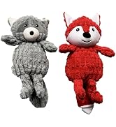 PetLike 2PK Squeaky Plush Dog Toys, Durable Chew Toys with BB Squeaker, Composite Stuffed Teethin...