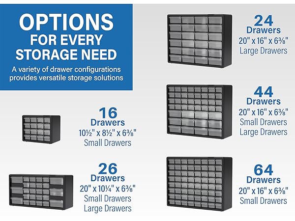 Available in 64, 44, 26, 24 or 16 drawer models.