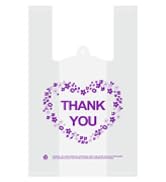 LazyMe Thank You T-Shirt Carry-Out Bags Plastic Grocery Bags White Sturdy Handled Merchandise Bag...