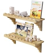 QsQueen Scalloped Wood Wall Shelf – 17 Inch Floating Shelf with Wood Brackets, Easy to Install Ru...