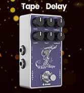Donner Stereo Tape Delay Pedal for Electric Guitar, Analog Delay Pedal with Echo Effect, White Ta...