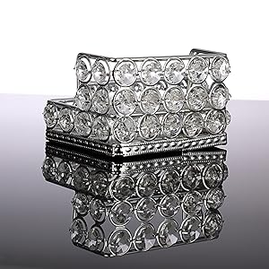 Gold Business Card Holder 2 Tiers Crystal Business Card Display for Office Desk Business Card Stand