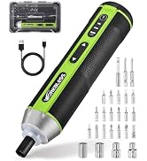 WorkBless Electric Screwdriver Set, 3.7V Cordless Screwdriver with 3 Torque Settings, 300RPM & 5N...