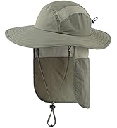 Home Prefer Mens UPF 50+ Sun Protection Cap Wide Brim Fishing Hat with Neck Flap