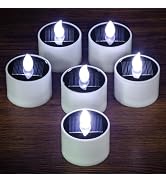 Yakpo 6 Pack Solar Outdoor Waterproof LED Tea Lights for Garden Decorations | Cool white flameles...