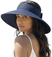 AlturaGo Sun Visor Hat for Women Wide Brim Ponytail Straw Hat UV UPF Summer Beach Vacation Packab...