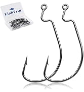 FishTrip 50/100pcs EWG Hooks for Bass Fishing, Offset Worm Hook Texas Rig Hooks Live Bait Fishing...
