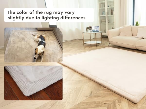 Coral Velvet Memory Foam Rug for Crawling, Non-Slip, Water-Resistant, Playmat for Playpen