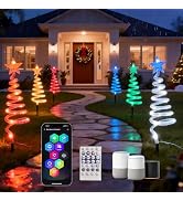 Smart Spiral Christmas Tree Outdoor,Christmas Pathway Lights Outdoor Work with Alexa or Google As...