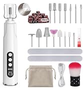 Urbuti Cordless Electric Nail Drill,10 Speeds Nail Grinder with LED Light & LCD Display,Portable ...