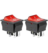 QTEATAK 2Pcs AC 20A/125V 15A/250V DPST 4 Pins 2 Position ON/Off Boat Rocker Toggle Switch with Re...