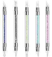 5Pcs Nail Art Sculpture Pen Dual Tipped Silicone Nail Tool Rhinestone Nail Polish Carving Pen Rub...