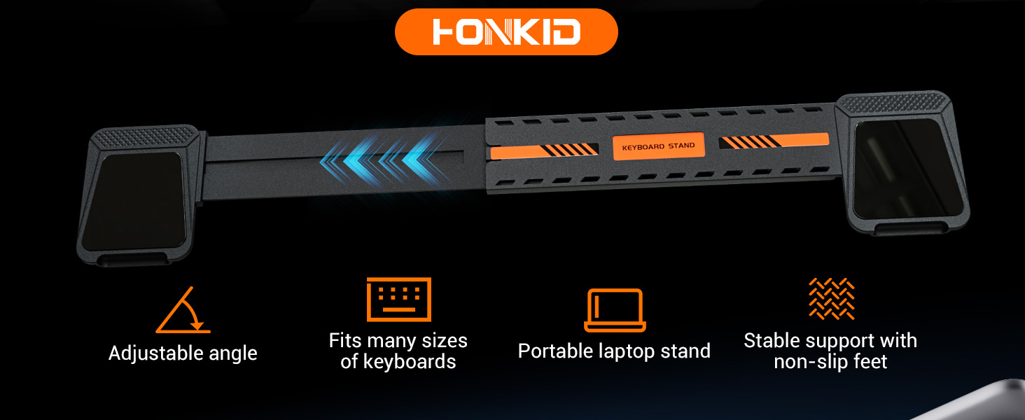 Computer keyboard stand,adjustable keyboard riser for flat-back keyboards only and retractable