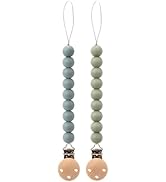 Silicone Pacifier Clip Holder for Baby, Fits Most Pacifier Styles, BPA-Free, 2 Pack (Sage & Ether)