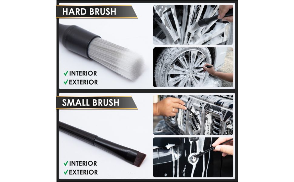 Hard & Small Brush : Ergonomic, compact brushes for comfortable, effortless interior cleaning.